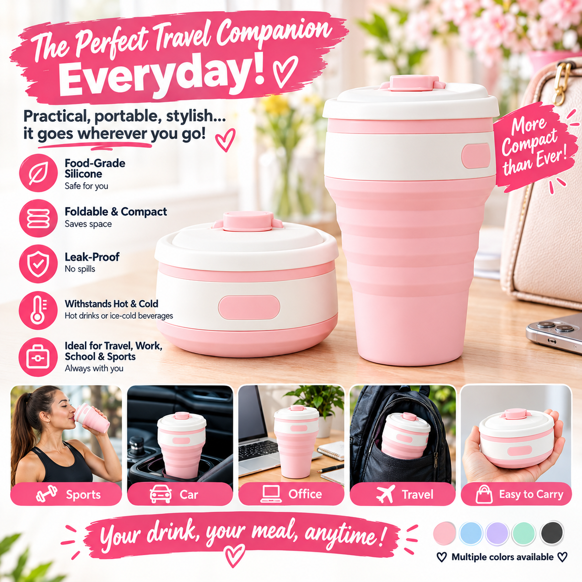 Collapsible Silicone Travel Cup (11.9 oz)