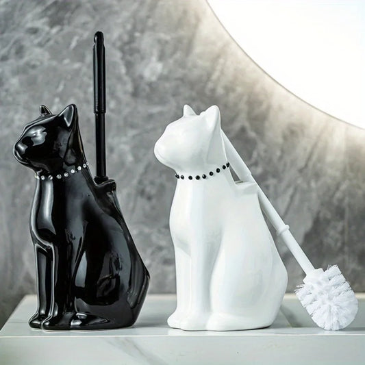 Ceramic Pet-Shaped Toilet Brush Set