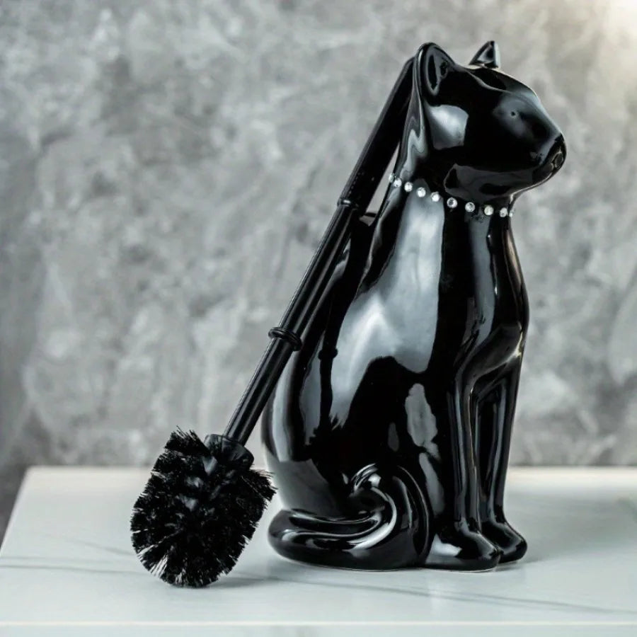 Ceramic Pet-Shaped Toilet Brush Set