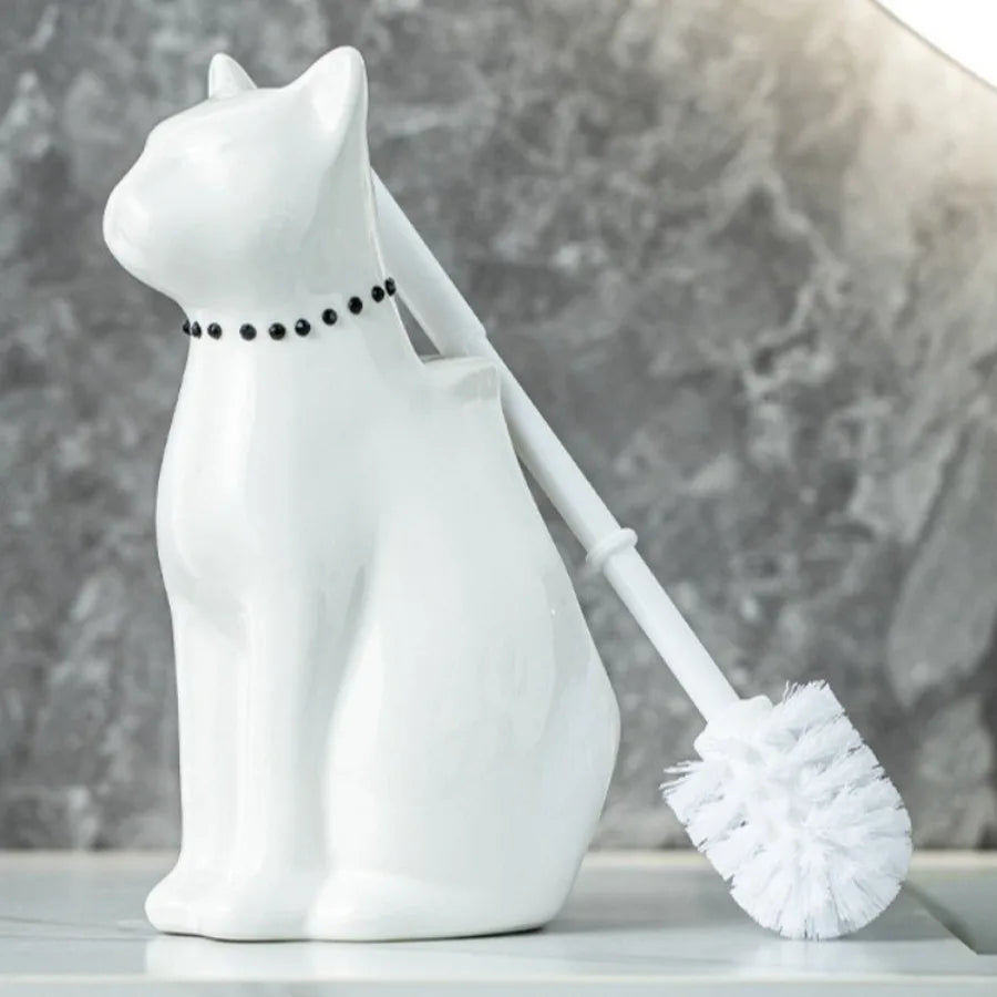 Ceramic Pet-Shaped Toilet Brush Set