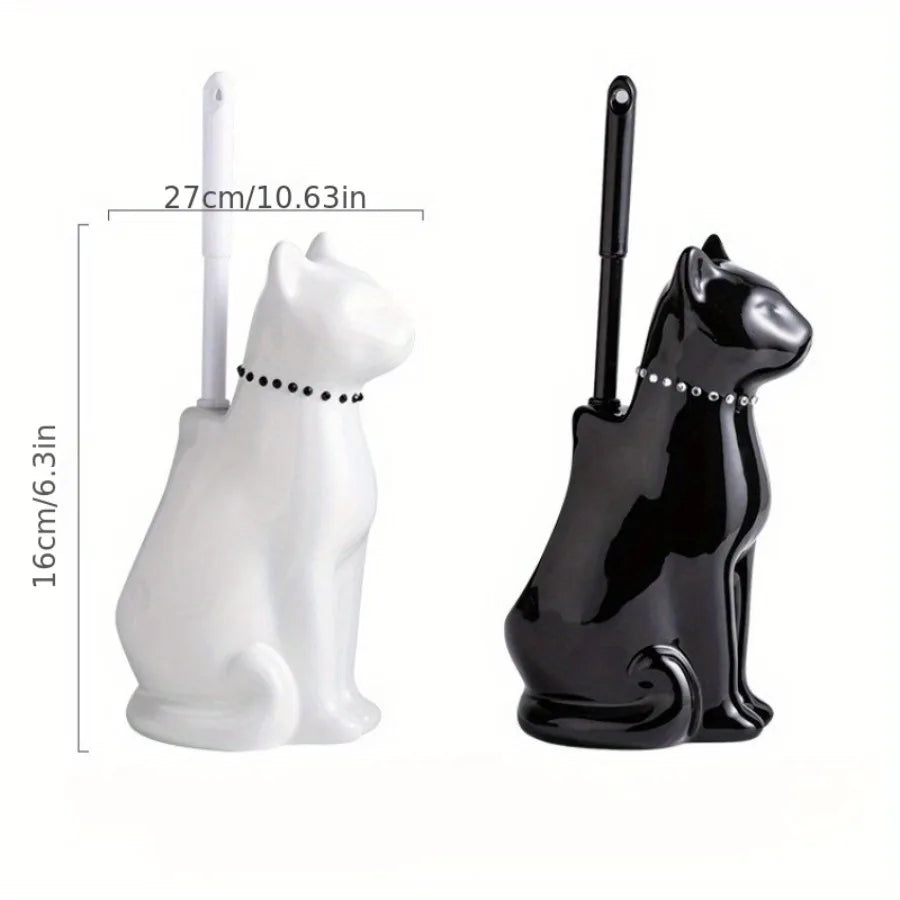 Ceramic Pet-Shaped Toilet Brush Set